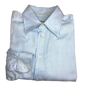 Emporio Armani Men's Dress Shirt 40-15 3/4 Striped Blue Button Up Long Sleeves